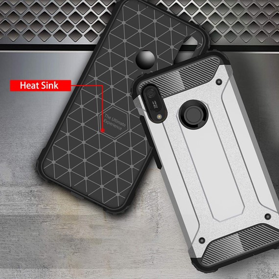 Microsonic Huawei Y6 2019 Kılıf Rugged Armor Gümüş 5