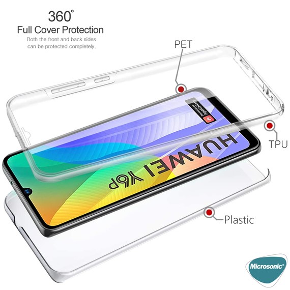 Microsonic Huawei Y6P Kılıf 6 Tarafı Tam Full Koruma 360 Clear Soft Şeffaf 2