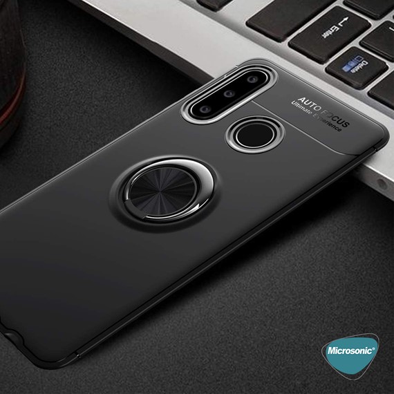 Microsonic Huawei Y6P Kılıf Kickstand Ring Holder Siyah 4