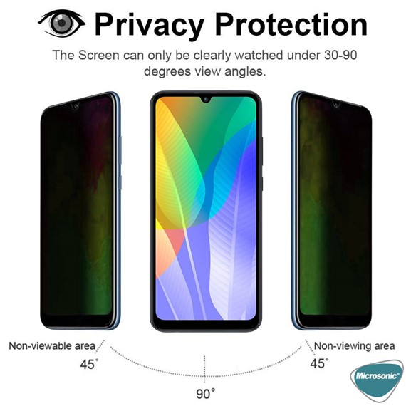 Microsonic Huawei Y6P Privacy 5D Gizlilik Filtreli Cam Ekran Koruyucu Siyah 2