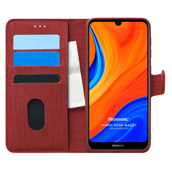 Microsonic Huawei Y6S Kılıf Fabric Book Wallet Kırmızı 1