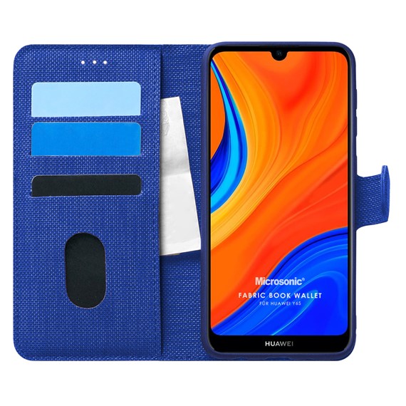 Microsonic Huawei Y6S Kılıf Fabric Book Wallet Lacivert 1