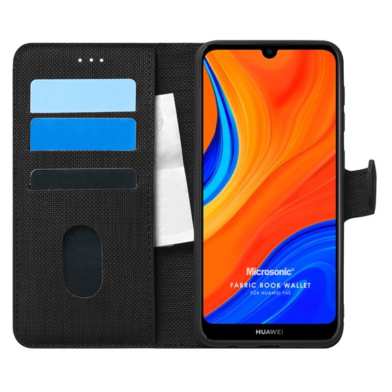 Microsonic Huawei Y6S Kılıf Fabric Book Wallet Siyah 1