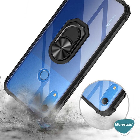 Microsonic Huawei Y6s 2019 Kılıf Grande Clear Ring Holder Lacivert 4