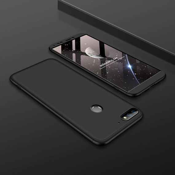 Microsonic Huawei Y7 2018 Kılıf Double Dip 360 Protective Siyah 3