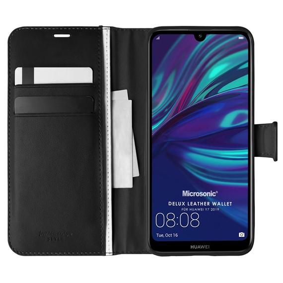 Microsonic Huawei Y7 2019 Kılıf Delux Leather Wallet Siyah 1