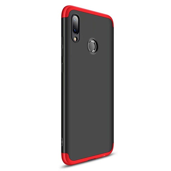 Microsonic Huawei Y7 2019 Kılıf Double Dip 360 Protective Siyah Kırmızı 2