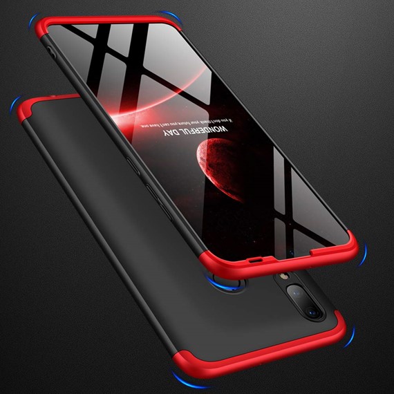 Microsonic Huawei Y7 2019 Kılıf Double Dip 360 Protective Siyah Kırmızı 5