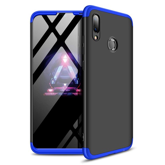 Microsonic Huawei Y7 2019 Kılıf Double Dip 360 Protective Siyah Mavi 1