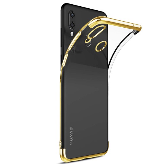 Microsonic Huawei Y7 2019 Kılıf Skyfall Transparent Clear Gold 2