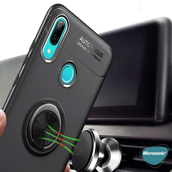 Microsonic Huawei Y7 Prime 2019 Kılıf Kickstand Ring Holder Lacivert 3