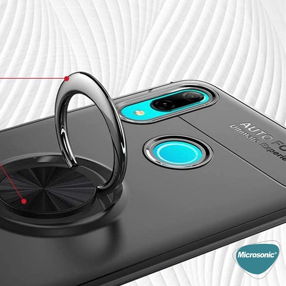 Microsonic Huawei Y7 Prime 2019 Kılıf Kickstand Ring Holder Kırmızı 4