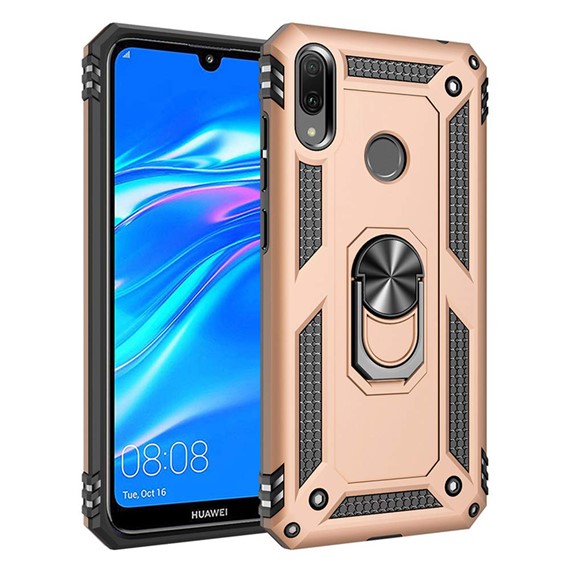 Microsonic Huawei Y7 Prime 2019 Kılıf Military Ring Holder Gold 1