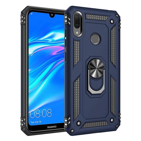 Microsonic Huawei Y7 Prime 2019 Kılıf Military Ring Holder Lacivert 1