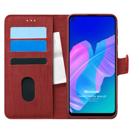 Microsonic Huawei Y7P Kılıf Fabric Book Wallet Kırmızı 1