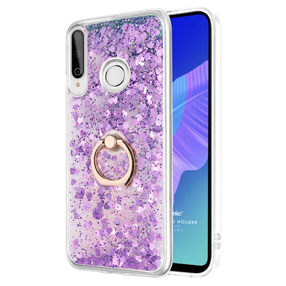 Microsonic Huawei Y7P Kılıf Glitter Liquid Holder Mor 1