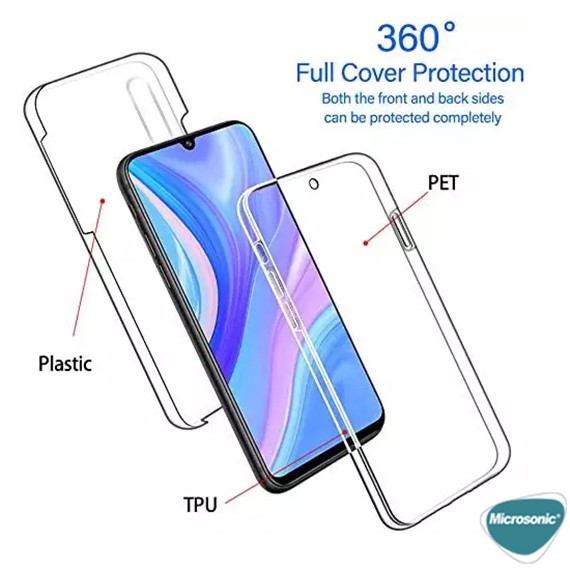 Microsonic Huawei Y8P Kılıf 6 Tarafı Tam Full Koruma 360 Clear Soft Şeffaf 4