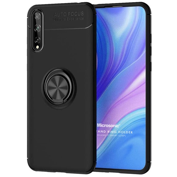 Microsonic Huawei Y8P Kılıf Kickstand Ring Holder Siyah 1