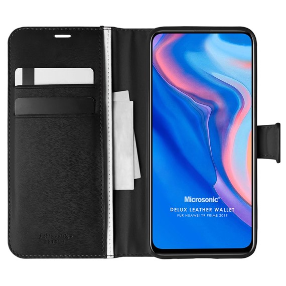 Microsonic Huawei Y9 Prime 2019 Kılıf Delux Leather Wallet Siyah 1