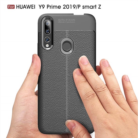 Microsonic Huawei Y9 Prime 2019 Kılıf Deri Dokulu Silikon Siyah 4