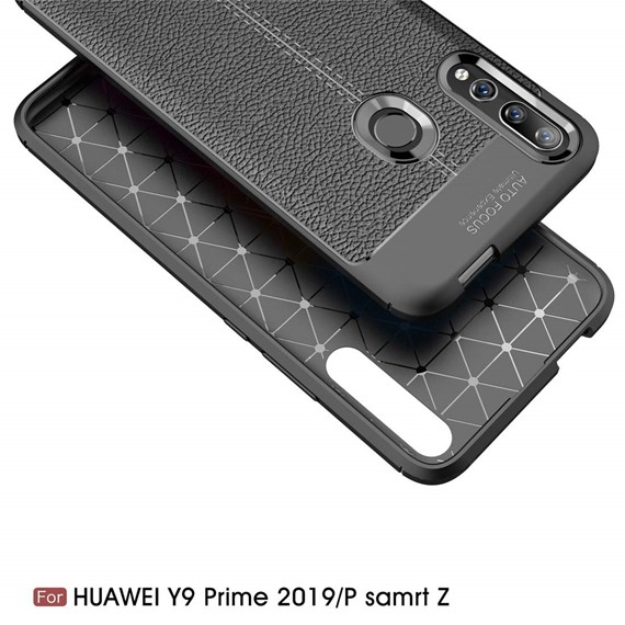 Microsonic Huawei Y9 Prime 2019 Kılıf Deri Dokulu Silikon Gri 5