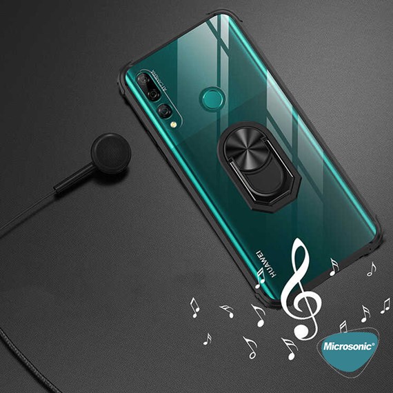 Microsonic Huawei Y9 Prime 2019 Kılıf Grande Clear Ring Holder Lacivert 5