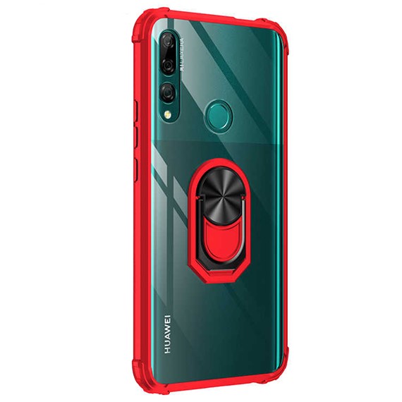 Microsonic Huawei Y9 Prime 2019 Kılıf Grande Clear Ring Holder Kırmızı 2