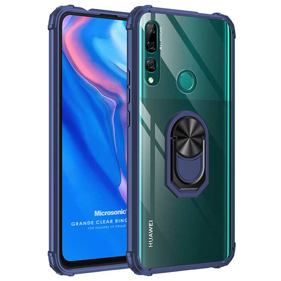 Microsonic Huawei Y9 Prime 2019 Kılıf Grande Clear Ring Holder Lacivert 1