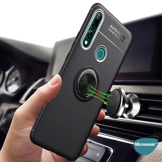 Microsonic Huawei Y9 Prime 2019 Kılıf Kickstand Ring Holder Lacivert 3