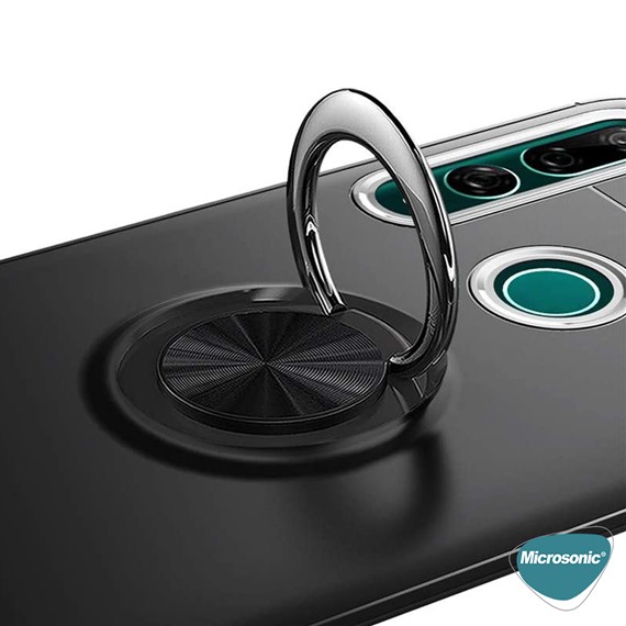 Microsonic Huawei Honor 9X Kılıf Kickstand Ring Holder Siyah Rose 4