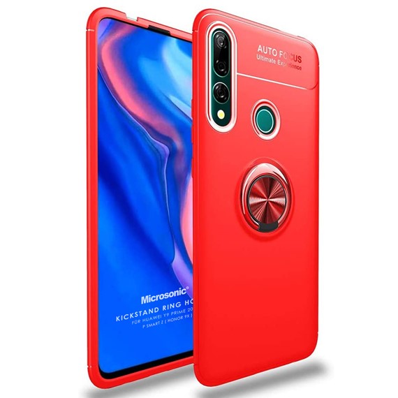 Microsonic Huawei Y9 Prime 2019 Kılıf Kickstand Ring Holder Kırmızı 1