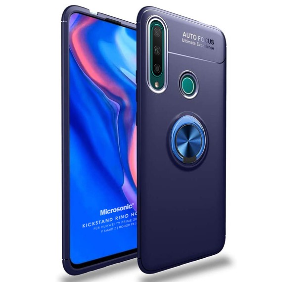 Microsonic Huawei Honor 9X Kılıf Kickstand Ring Holder Lacivert 1