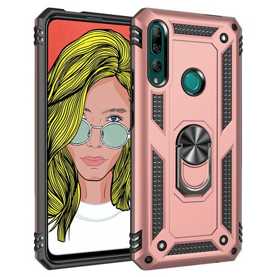 Microsonic Huawei Y9 Prime 2019 Kılıf Military Ring Holder Rose Gold 1