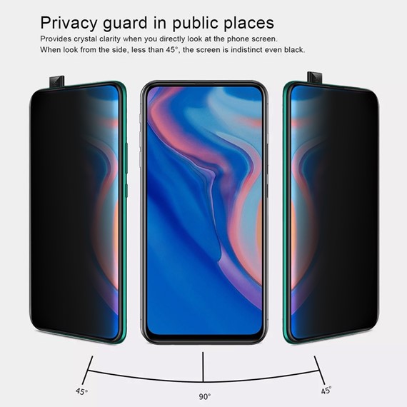 Microsonic Huawei Y9 Prime 2019 Privacy 5D Gizlilik Filtreli Cam Ekran Koruyucu Siyah 2