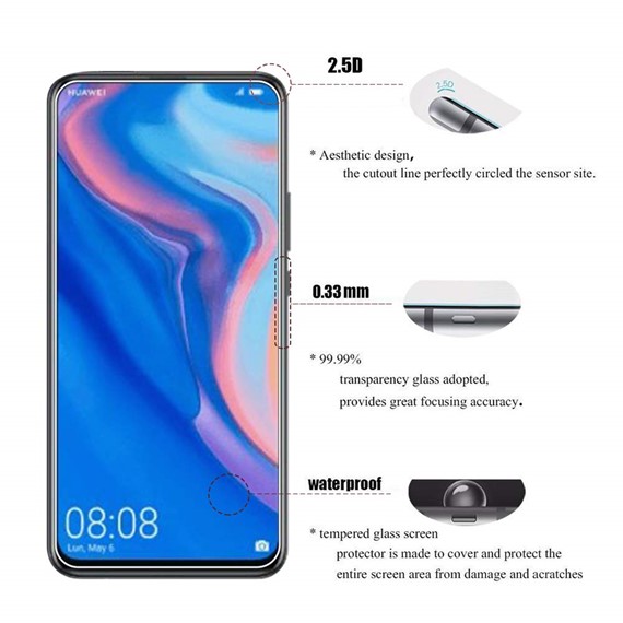 Microsonic Huawei Y9 Prime 2019 Temperli Cam Ekran Koruyucu 5