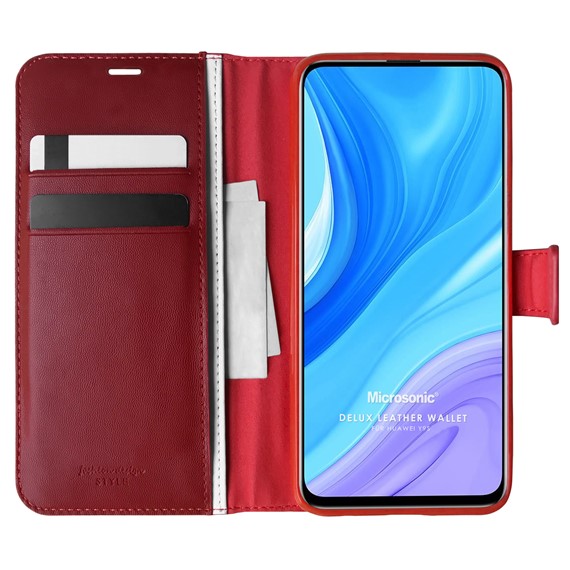 Microsonic Huawei Y9S Kılıf Delux Leather Wallet Kırmızı 1