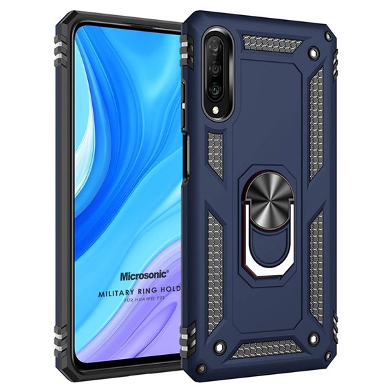 Microsonic Huawei Y9S Kılıf Military Ring Holder Lacivert 1