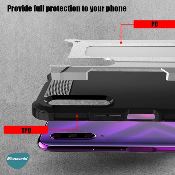 Microsonic Huawei Y9S Kılıf Rugged Armor Gümüş 3