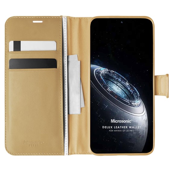 Microsonic Infinix GT 20 Pro Kılıf Delux Leather Wallet Gold 1