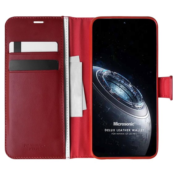 Microsonic Infinix GT 20 Pro Kılıf Delux Leather Wallet Kırmızı 1