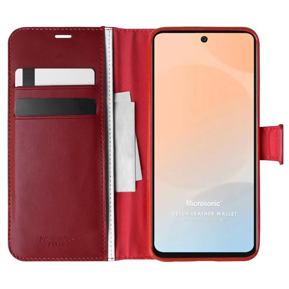 Microsonic Infinix Hot 50 4G Kılıf Delux Leather Wallet Kırmızı 1