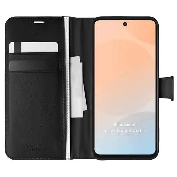 Microsonic Infinix Hot 50 4G Kılıf Delux Leather Wallet Siyah 1