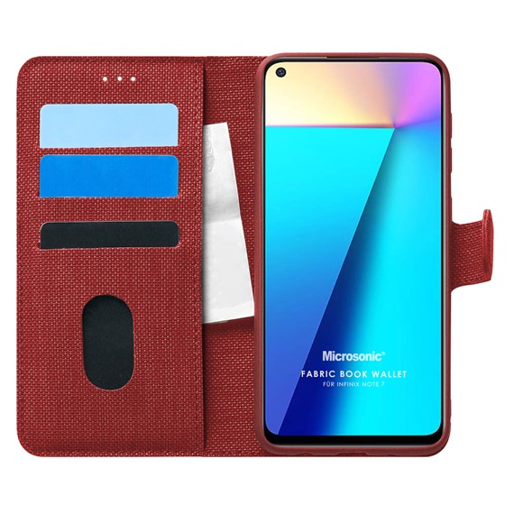 Microsonic Infinix Note 7 Kılıf Fabric Book Wallet Kırmızı 1