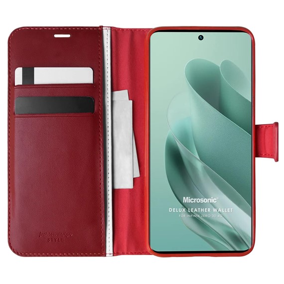 Microsonic Infinix Zero 30 4G Kılıf Delux Leather Wallet Kırmızı 1