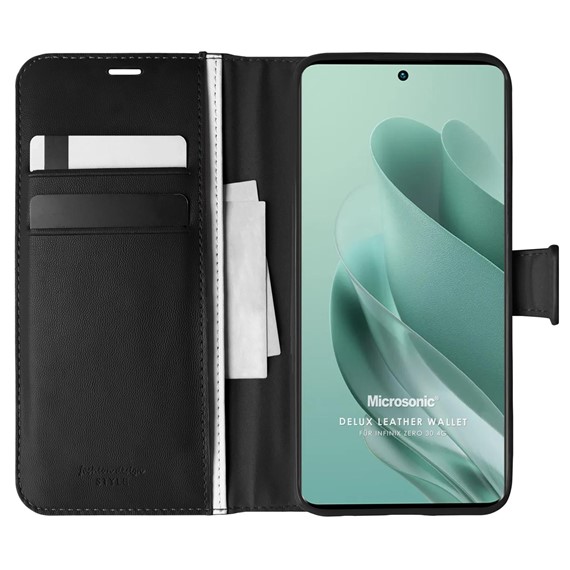 Microsonic Infinix Zero 30 4G Kılıf Delux Leather Wallet Siyah 1