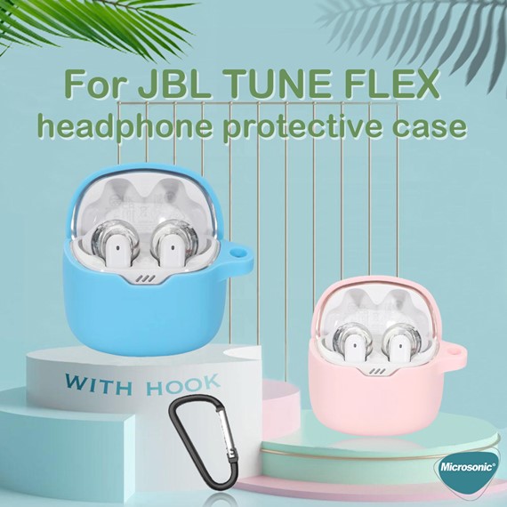 Microsonic JBL Tune Flex Mat Silikon Kılıf Beyaz 4