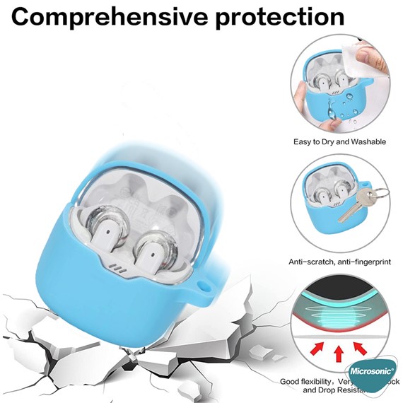 Microsonic JBL Tune Flex Mat Silikon Kılıf Lacivert 5