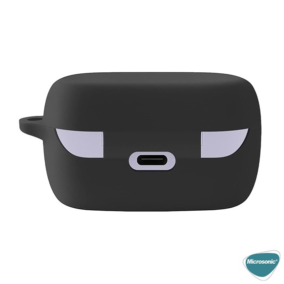 Microsonic Jabra Elite 4 Kılıf Askılı Mat Silikon Siyah 2