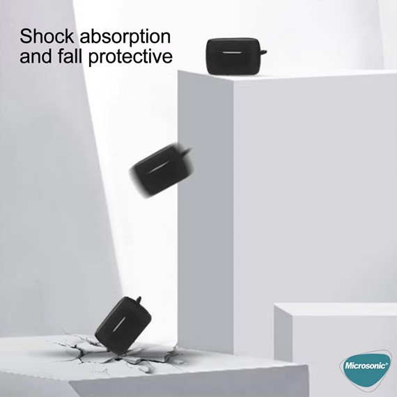 Microsonic Jabra Elite 4 Kılıf Askılı Mat Silikon Siyah 4