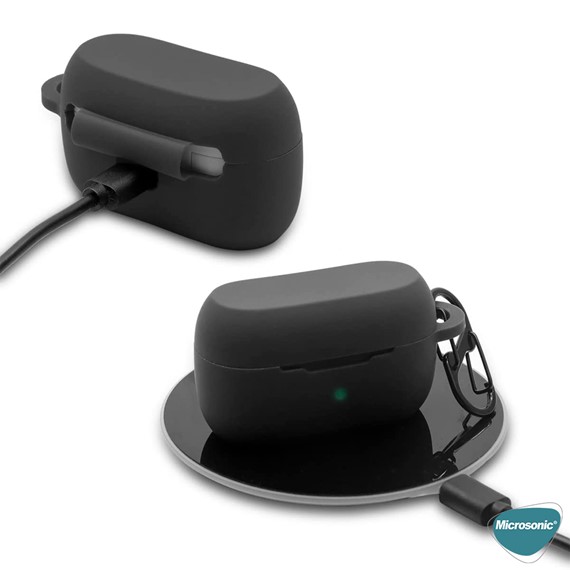 Microsonic Jabra Elite 4 Kılıf Askılı Mat Silikon Siyah 5